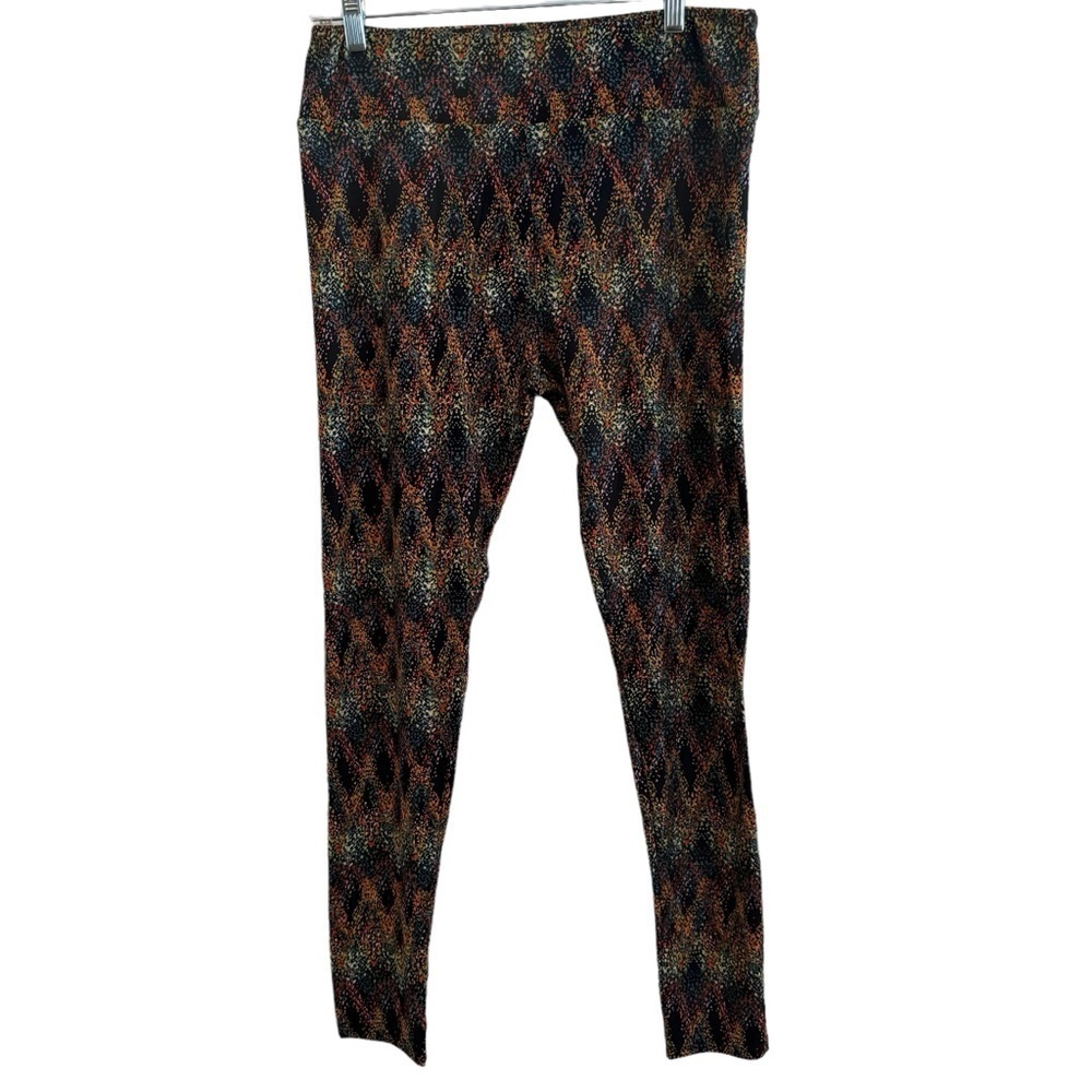 LuLaRoe Tall and Curvy Leggings - multi color abstract chevron dot print